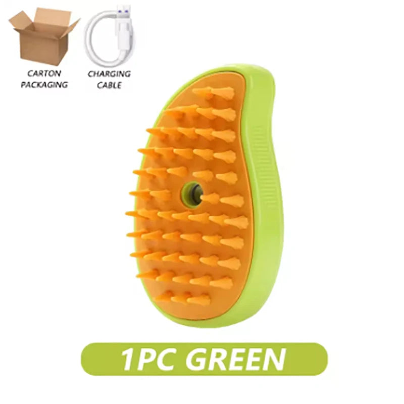 Pet Steam Hair Removal Brush 3 In 1 Silicone Groomer