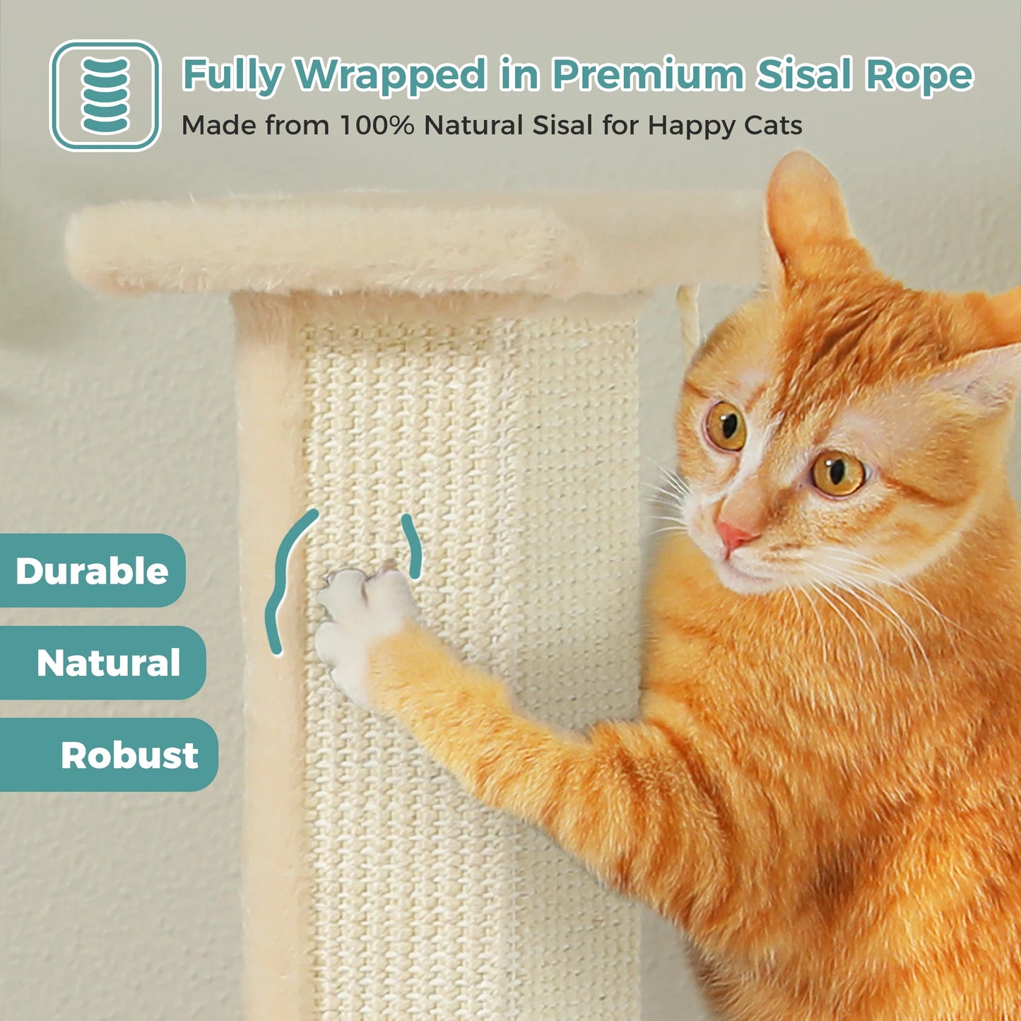 PAWZ Road Cat Scratching Post With Woven Sisal Dangling Ball