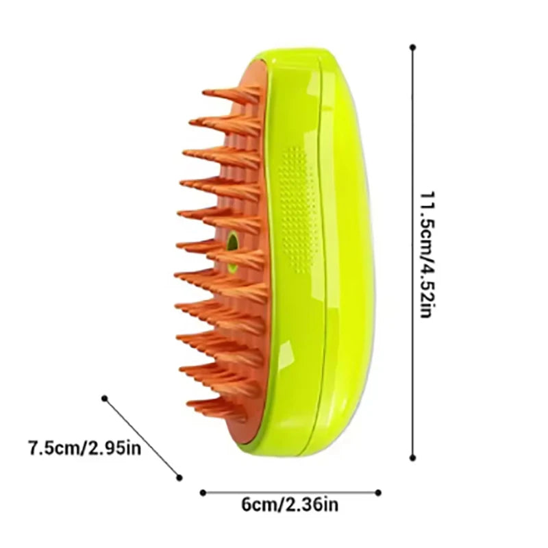 Pet Steam Hair Removal Brush 3 In 1 Silicone Groomer