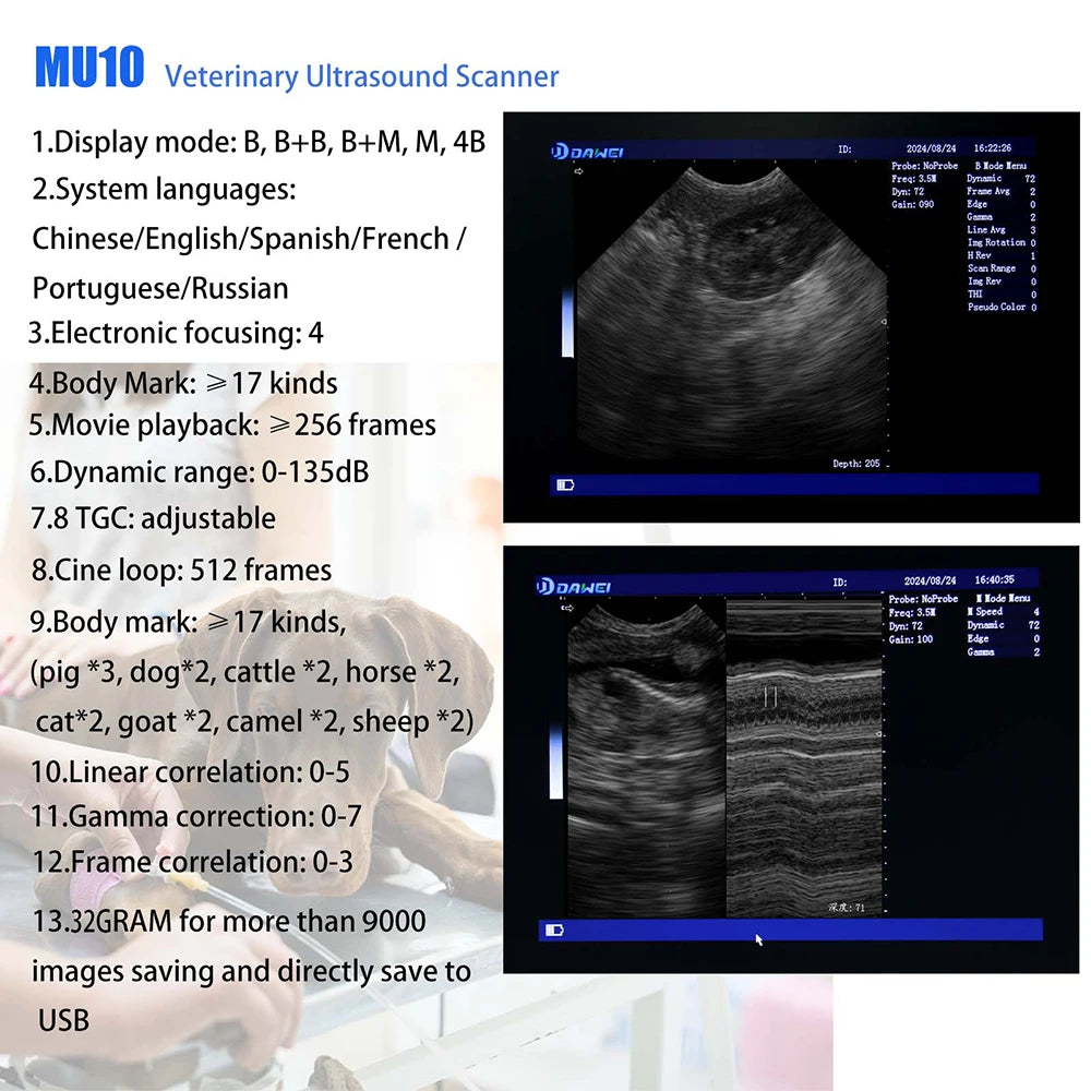 DAWEI Portable Veterinary Ultrasound Scanner For Farm And Pets