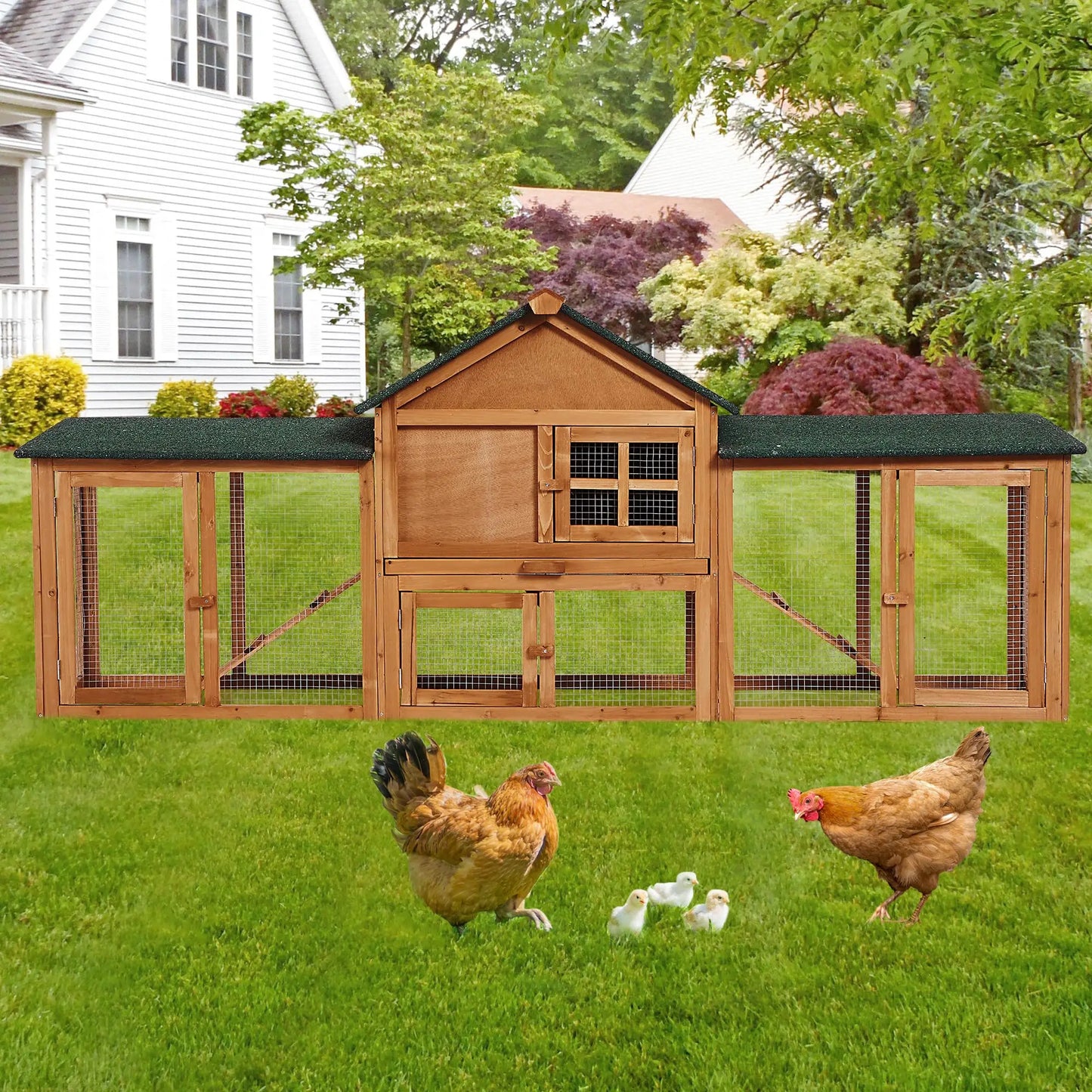 DishyKooker 2-Story Wooden Rabbit Hutch Double Runs Pullout Tray