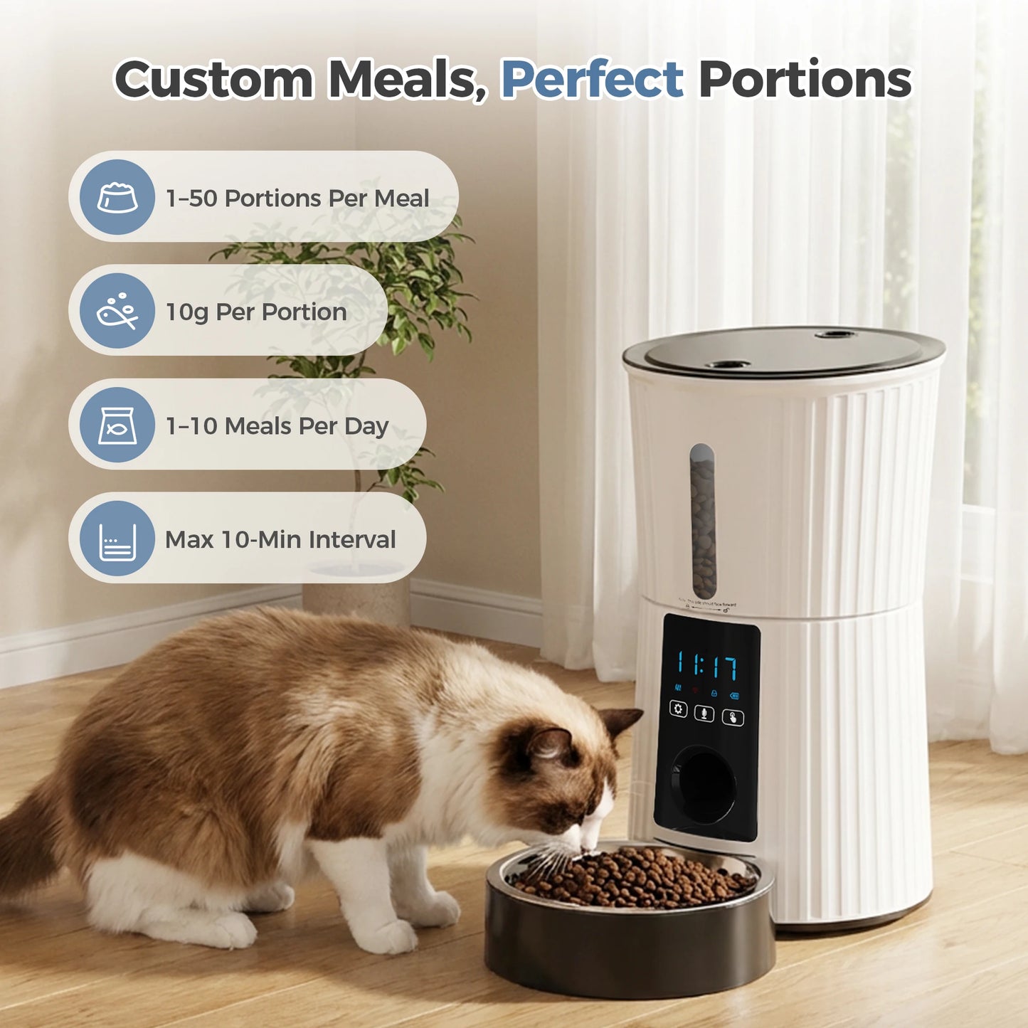 Automatic WiFi Cat Feeder With App Control And Dual Power