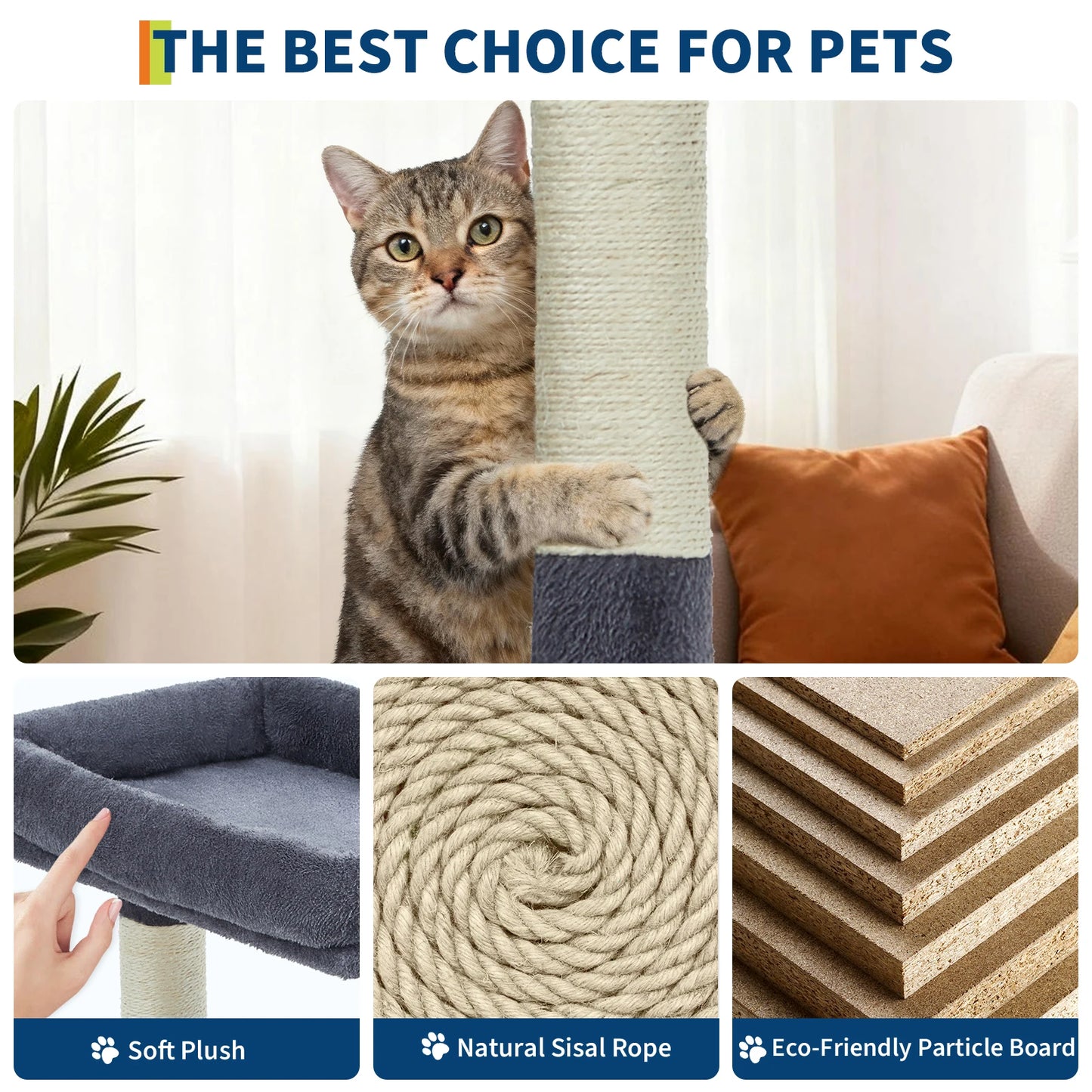 HiMISS Five Level Cat Tree Tower With Scratching Posts Hammock