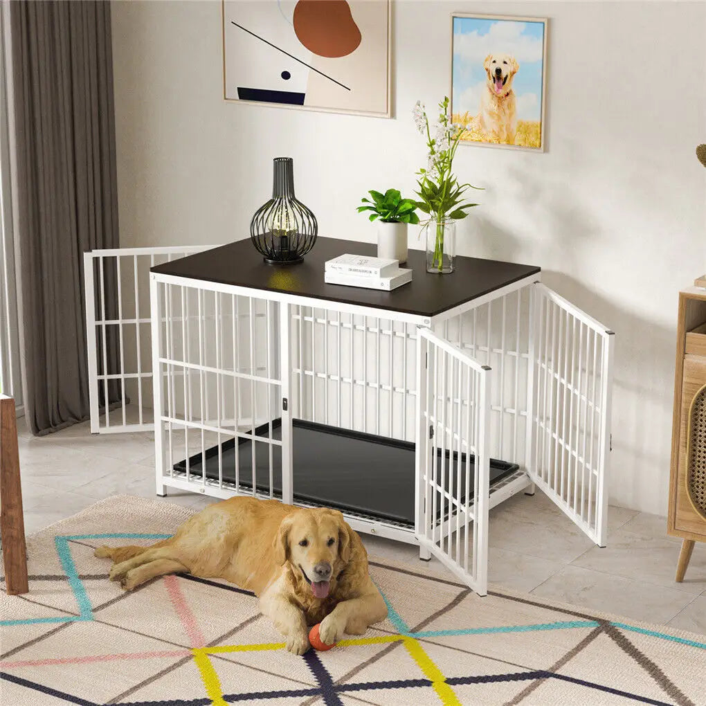 BINGOPAW Heavy Duty Metal Dog Kennel Cage With Three Doors