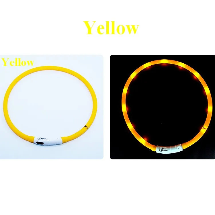Silicone LED Dog Collar Rechargeable 3 Modes Night Safety Glow