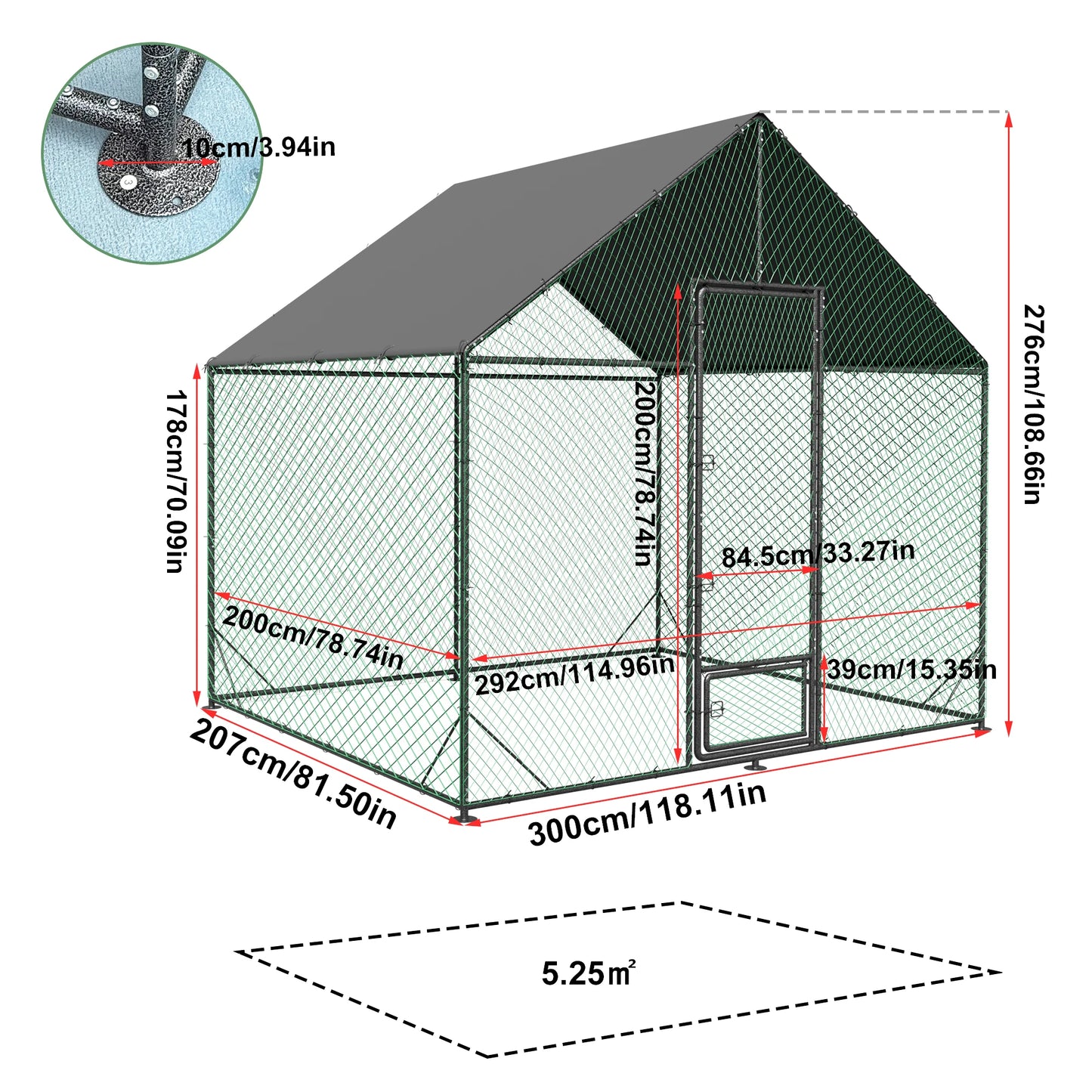 BINGOPAW Large Outdoor Metal Chicken Coop Walk In Poultry Run
