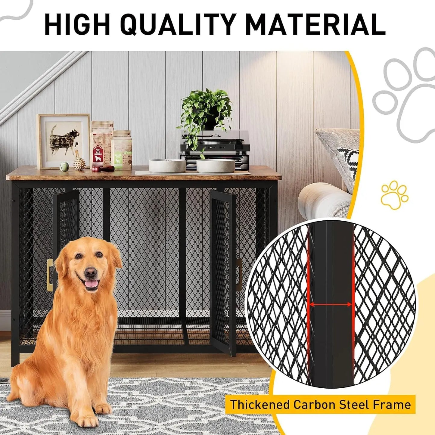 HiMISS Heavy Duty Wooden Dog Crate Furniture With Top Access