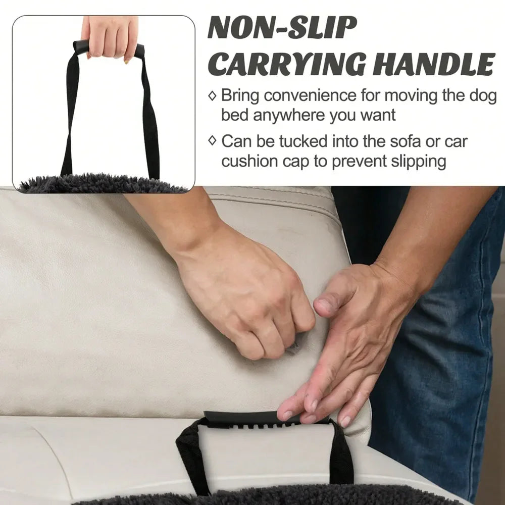 Calming Plush Dog Bed With Anti Slip Bottom Cushion Mat