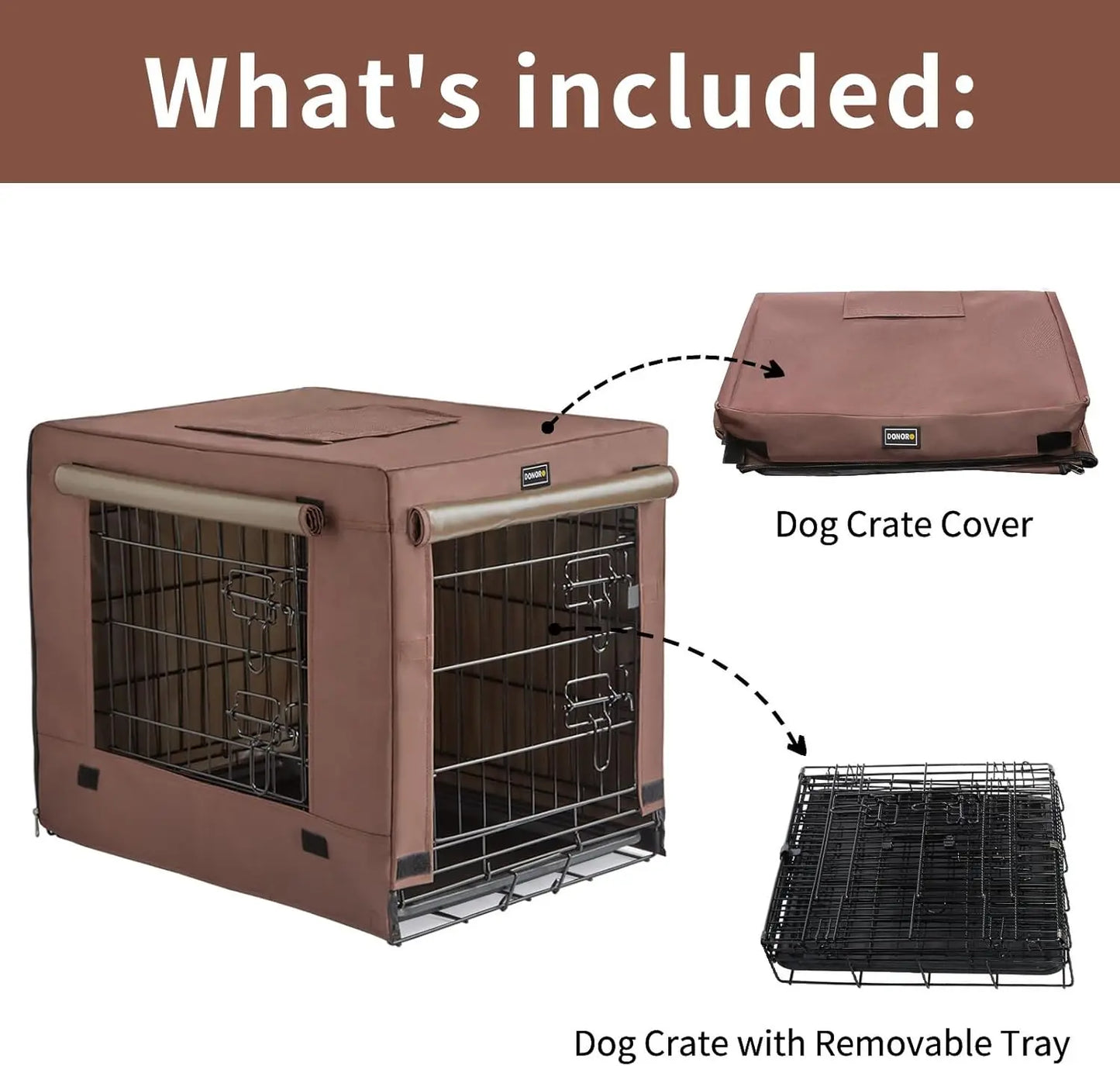 Collapsible Double Door Dog Crate for Small to Medium Pets