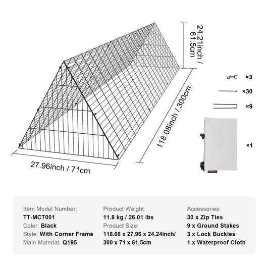 SucceBuy Chicken Tunnels for Yard with Corner Frame