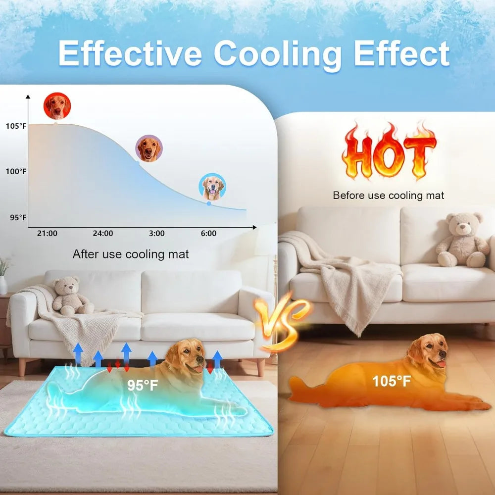 Dog Cooling Mat Waterproof Reversible Ice Silk For Sofa Bed