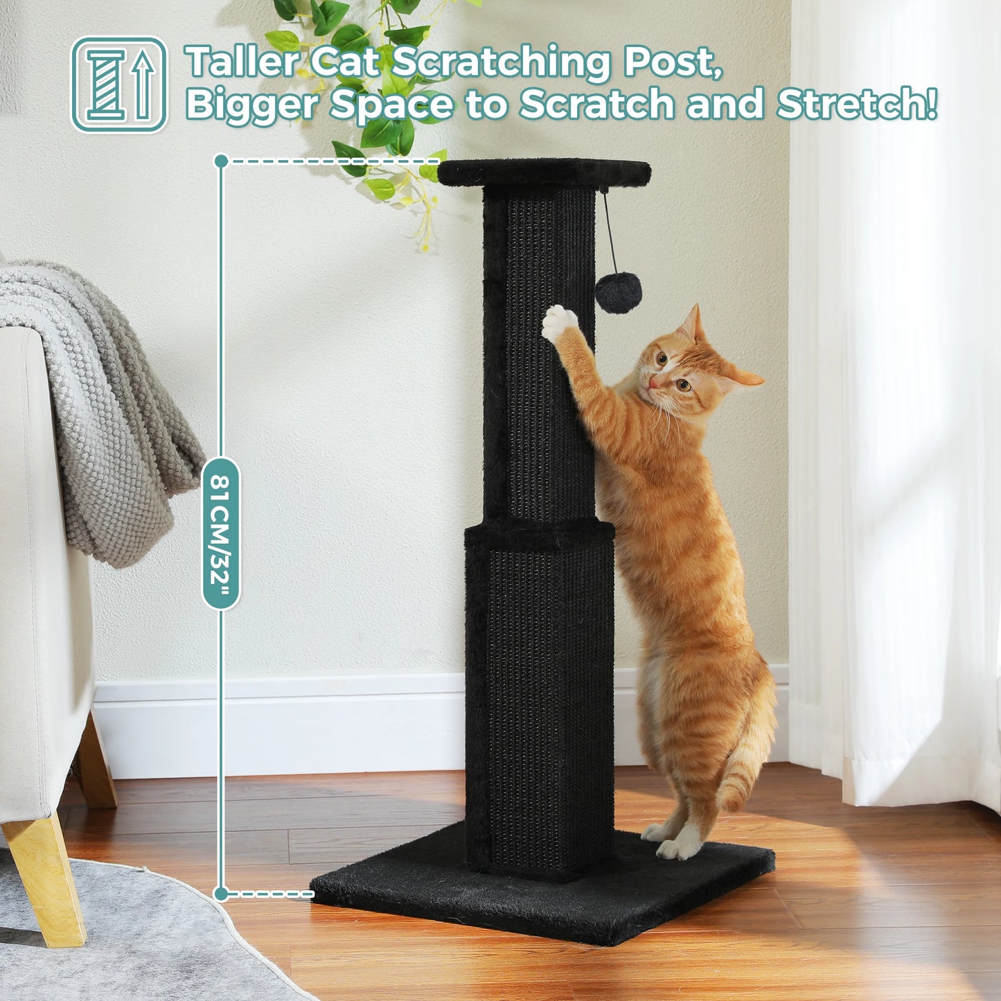 PAWZ Road Cat Scratching Post With Woven Sisal Dangling Ball