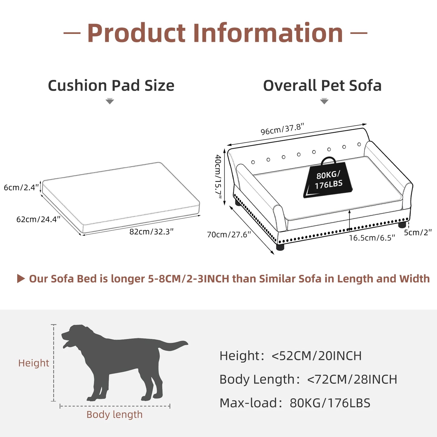 Bingopaw Elevated Dog Sofa With Removable Comfort Cushion