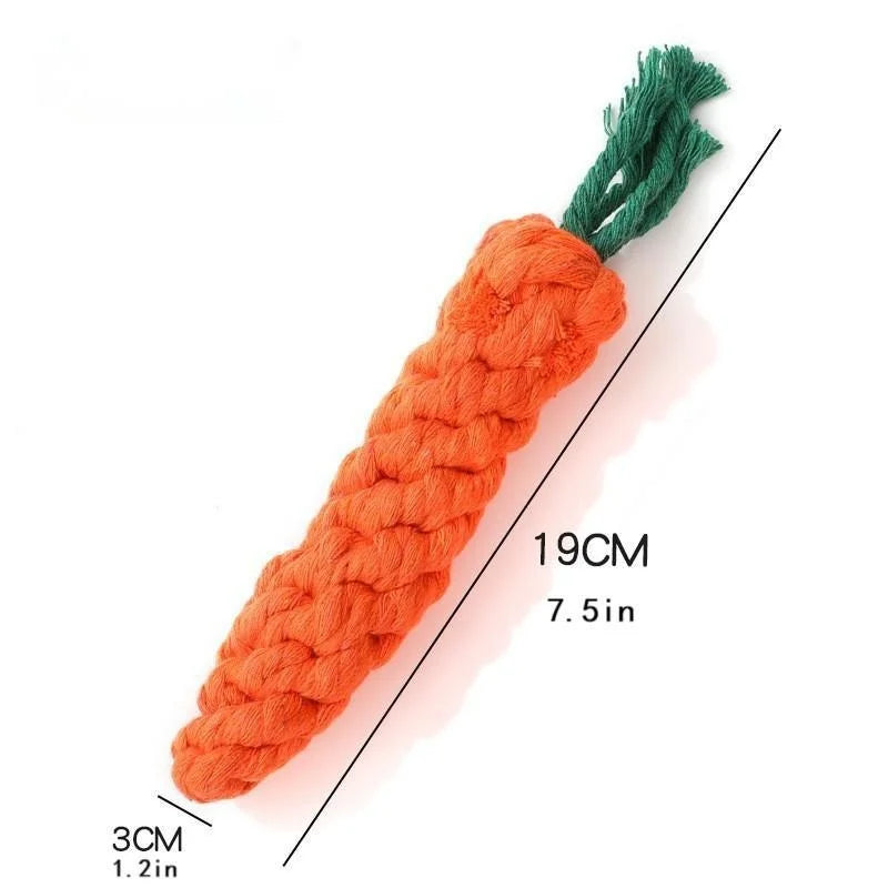 Pet Knot Carrot Shape Rope Chew Toy NonToxic Durable Dogs