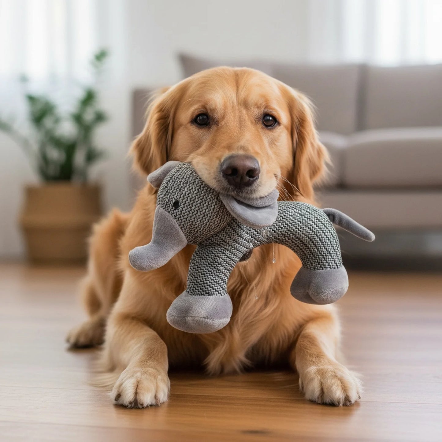 Squeaky Dog Teeth Grinding Toy Interactive Plush Linen Chew Toy