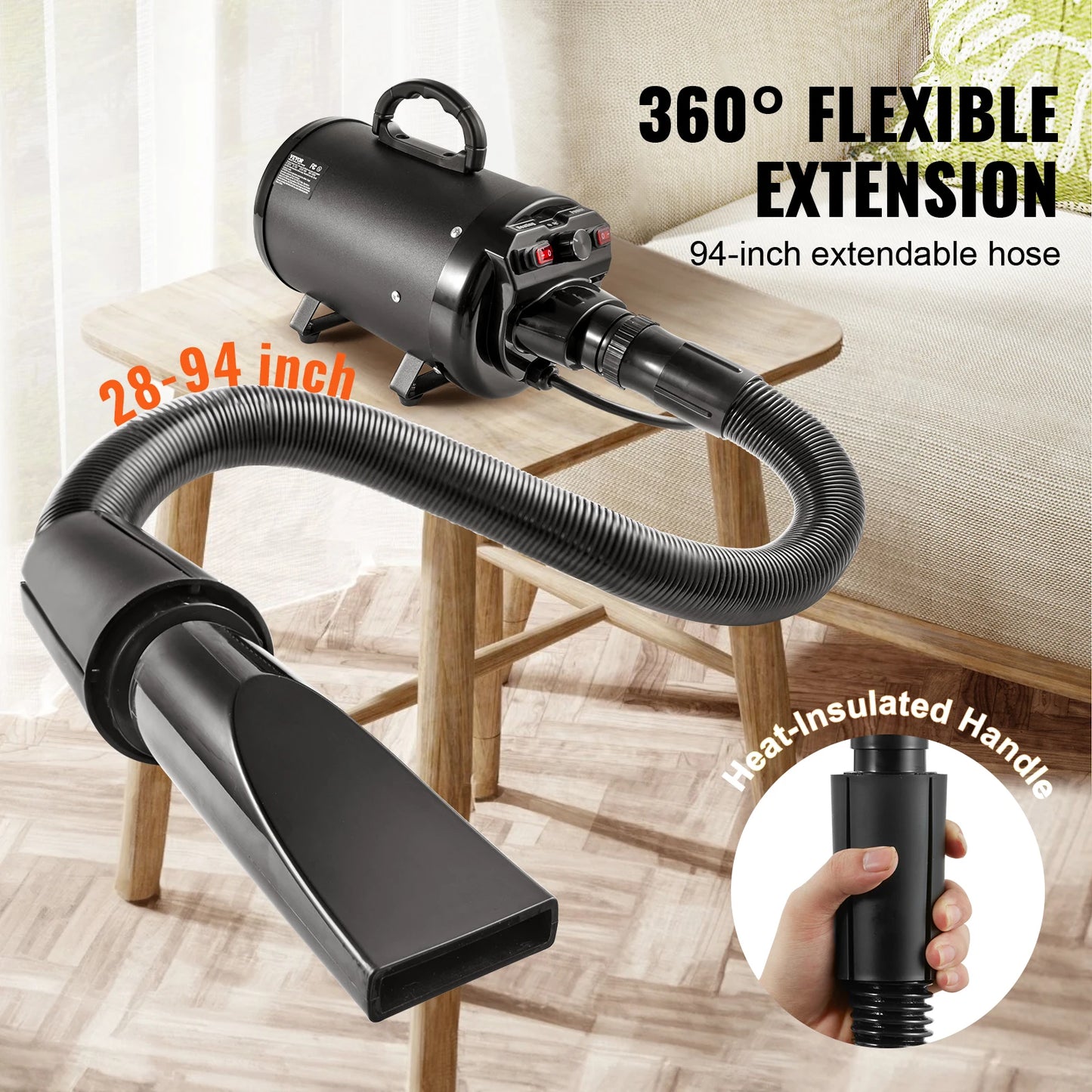 SucceBuy Dog Blow Dryer With Adjustable Temperature And 4 Nozzles