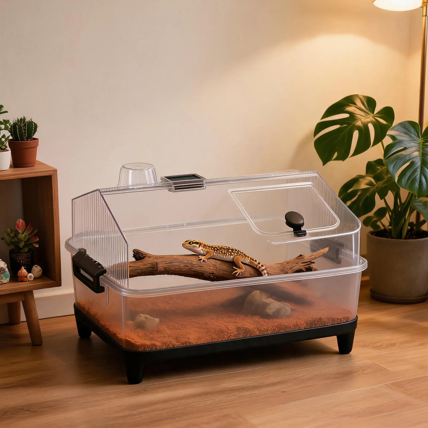 HiMISS Acrylic Reptile Terrarium Kit With Lid And Heating Pad