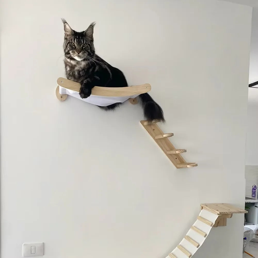 CWV Wall Mounted Cat Hammock With Sisal Rope Climbing Shelf