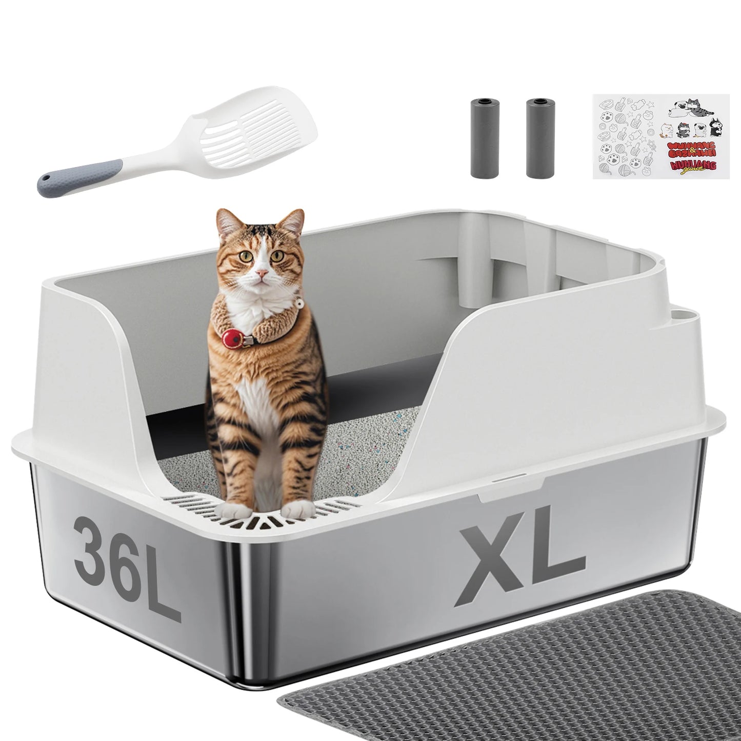 Stainless Steel Cat Litter Box Splash Proof and Leak Proof