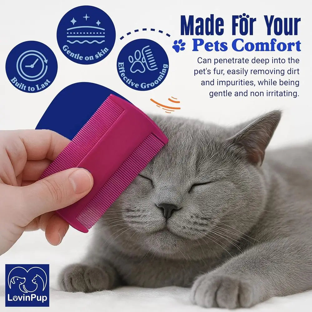 Pet Lea Comb 3-Pack For Dogs And Cats, Gentle Line-Tooth Fur Removal