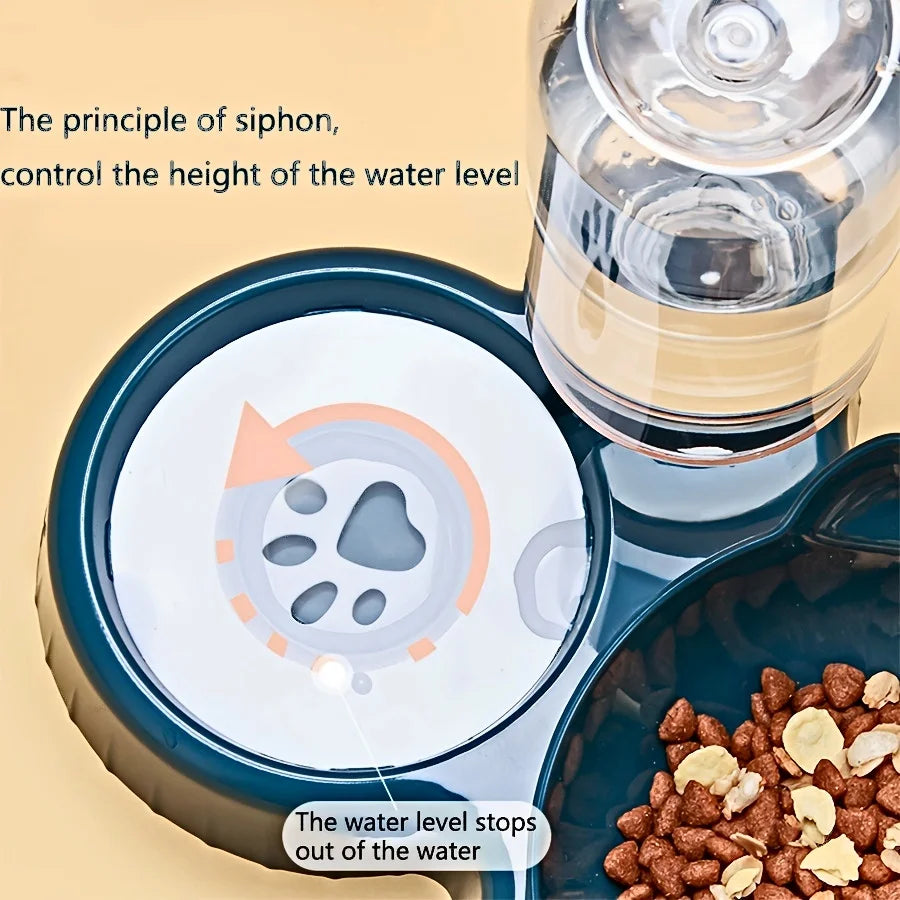 Pet Bowls With Water Feeder Gravity Bottle For Neck Protection