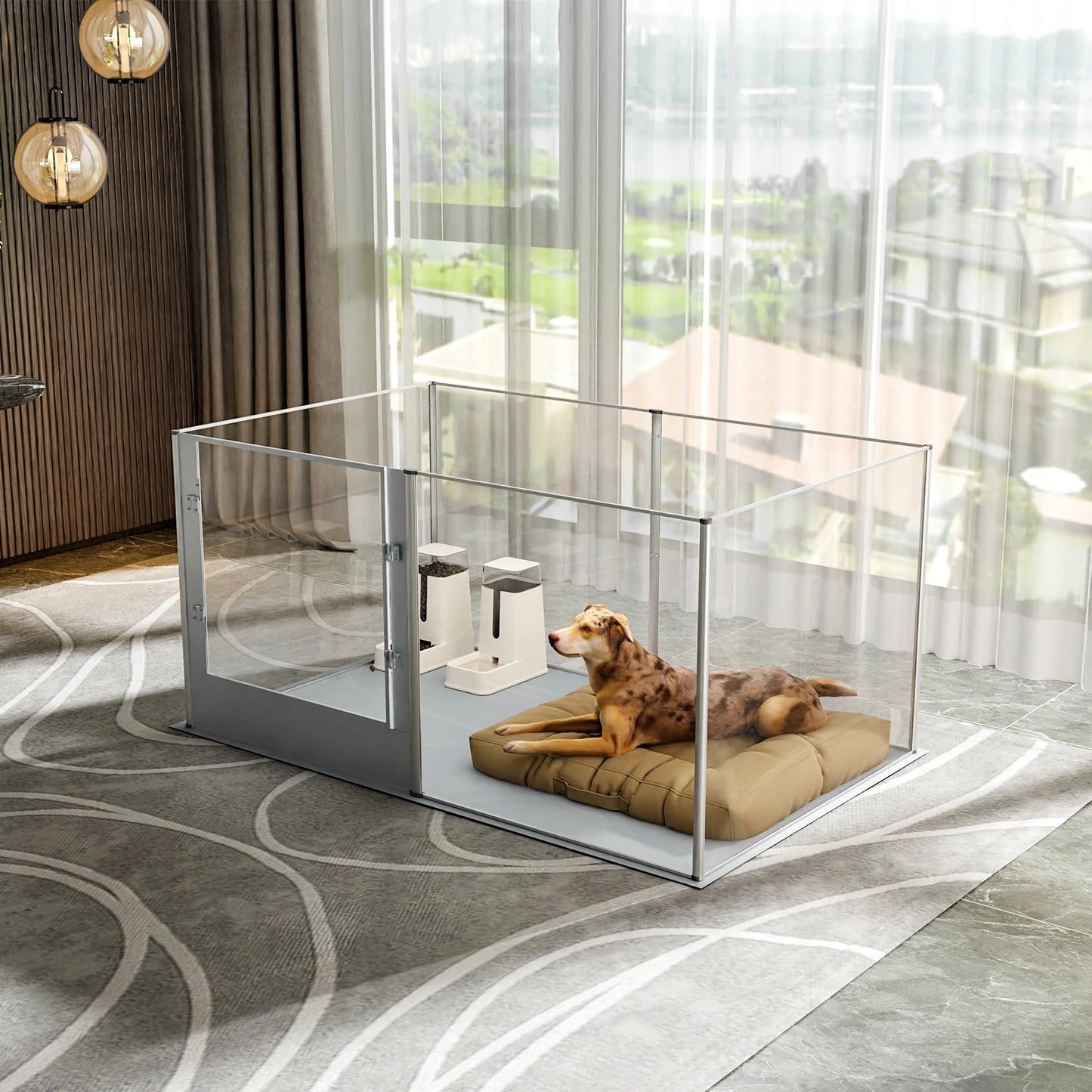 BINGOPAW Large Acrylic Dog Playpen Fence 6 Panels Heavy Duty