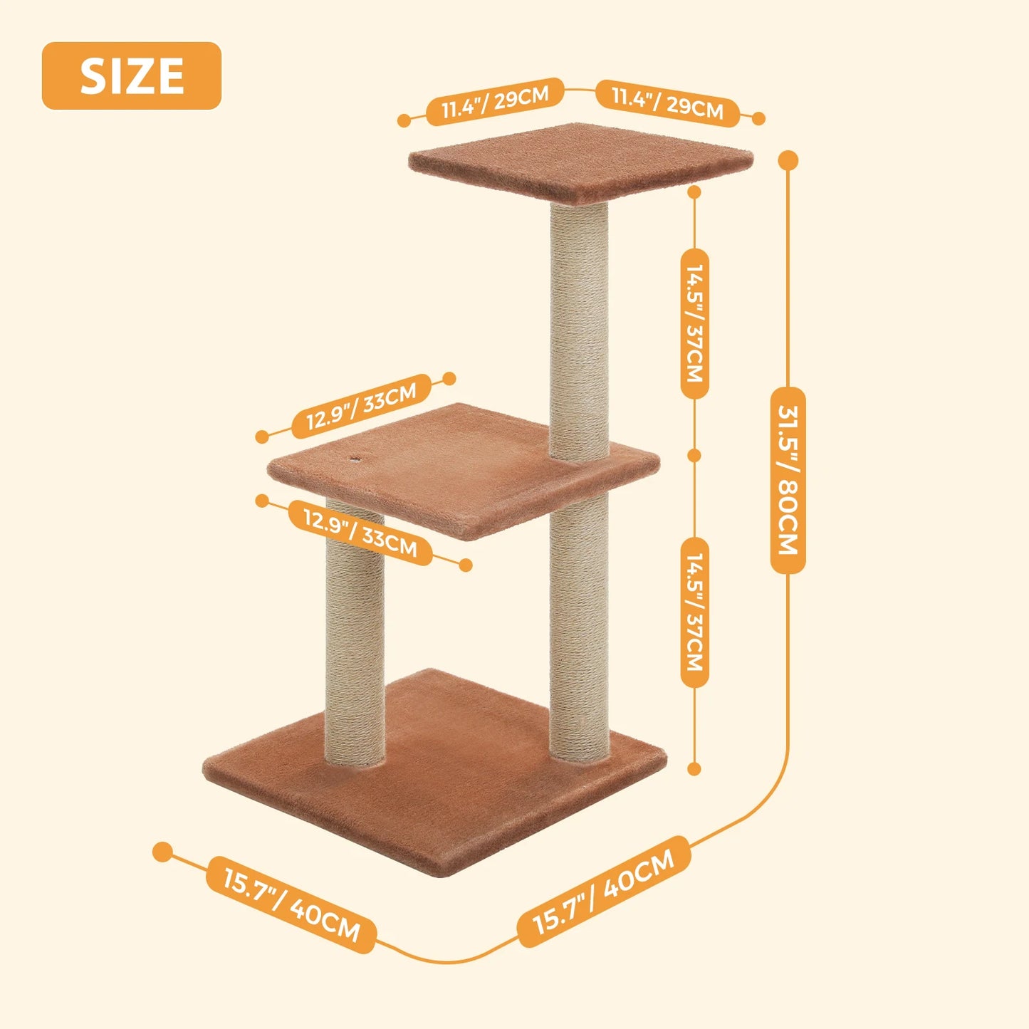 PAWZ Road Indoor Cat Tree Tower Three Tier With Hammock