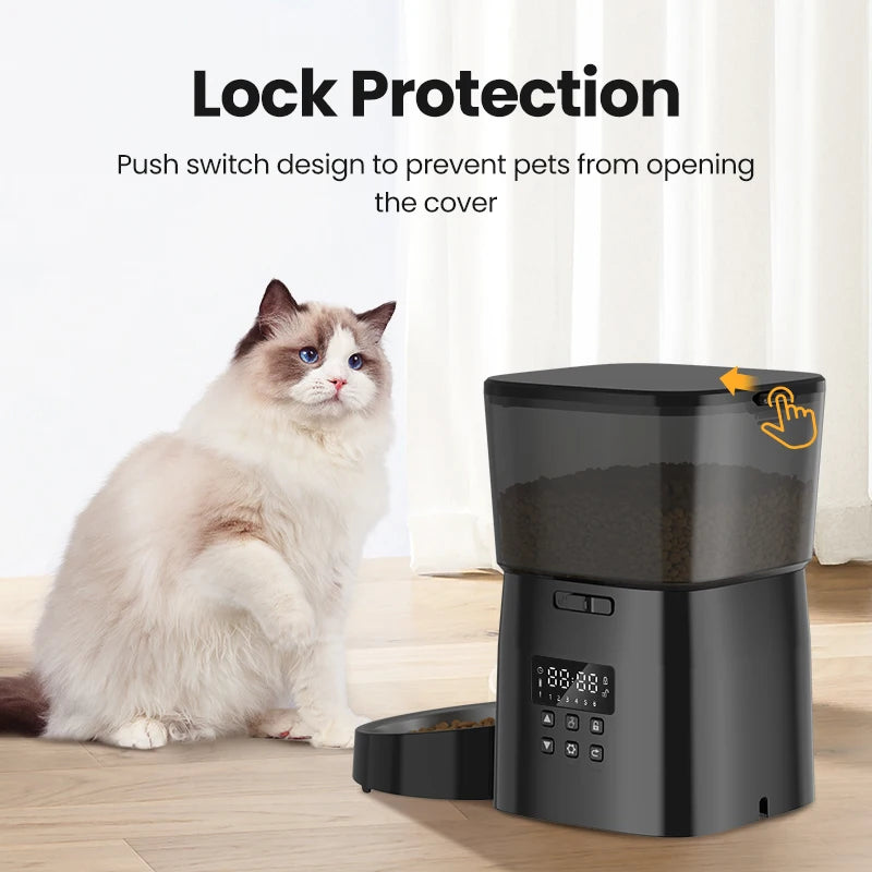 ROJECO Automatic Cat Feeder With Smart Control Kibble Dispenser Button Version