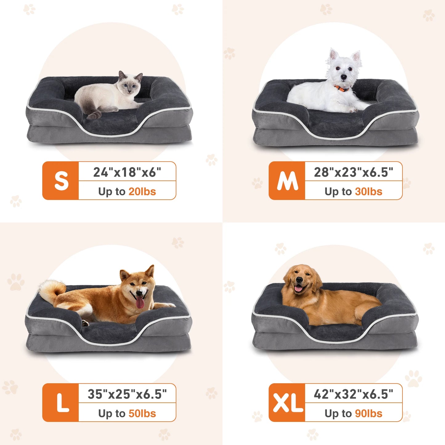 JHK Orthopedic Memory Foam Dog Bed for Small Pets Pro