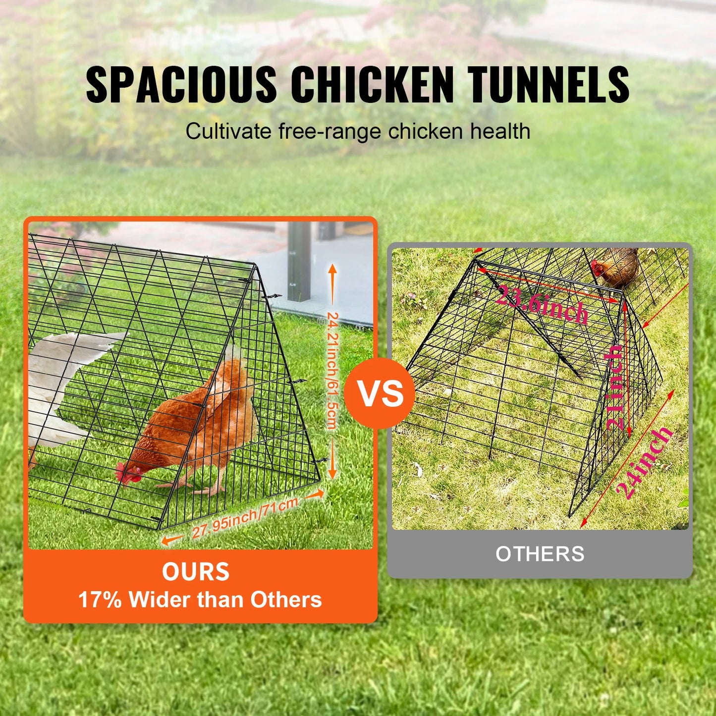 SucceBuy Chicken Tunnels for Yard with Corner Frame