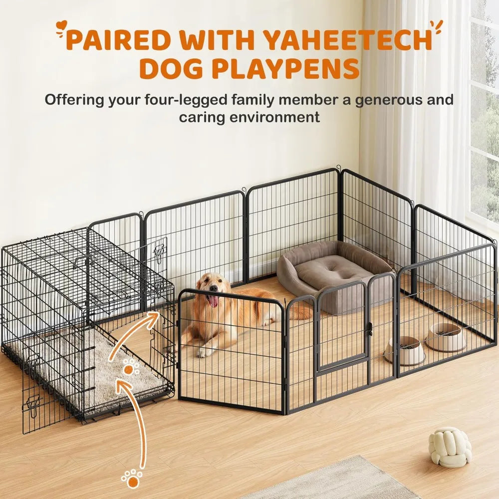 Yaheetech Collapsible Double Door Dog Crate Divider And Removable Tray