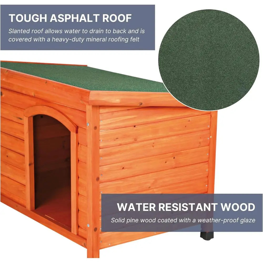 Glazed Pine Dog House Shelter With Traditional Design