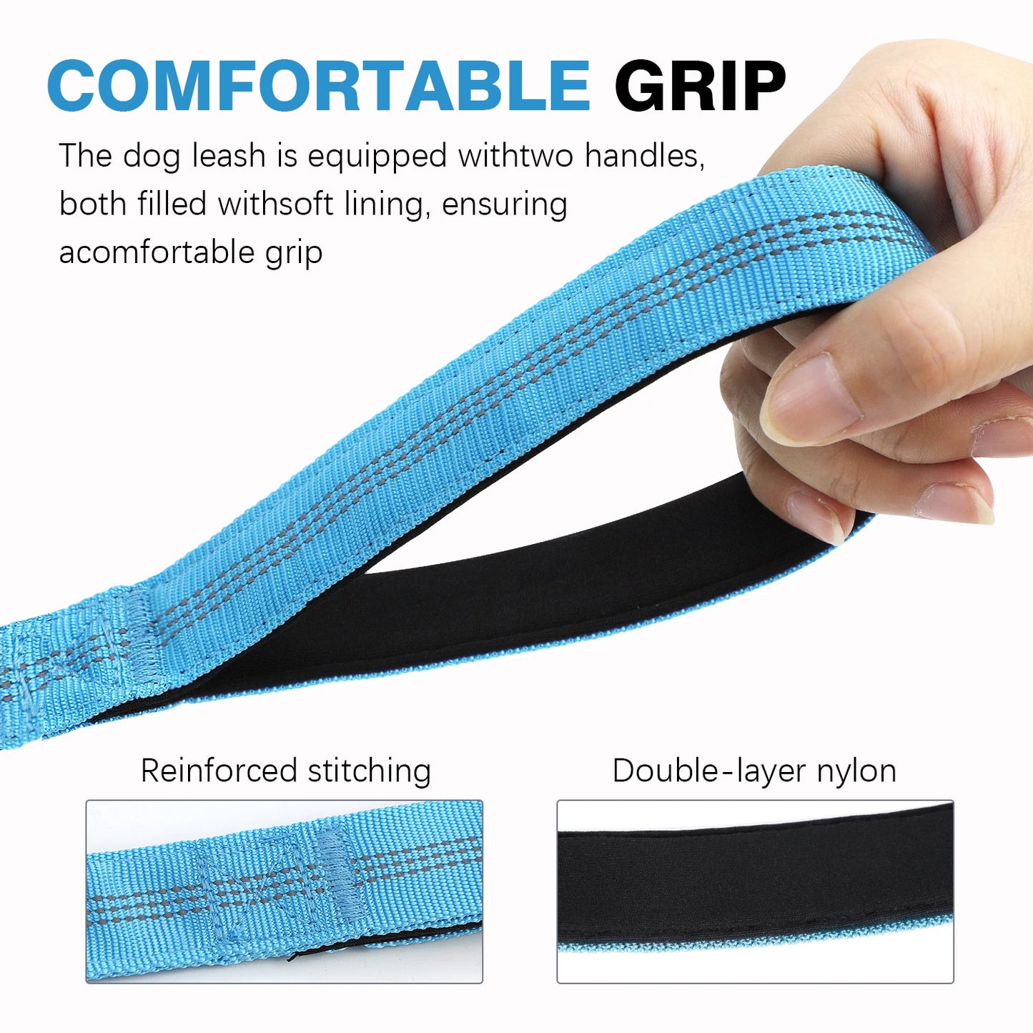 Bungee Dog Leash With Shock Absorption And Dual Padded Handles