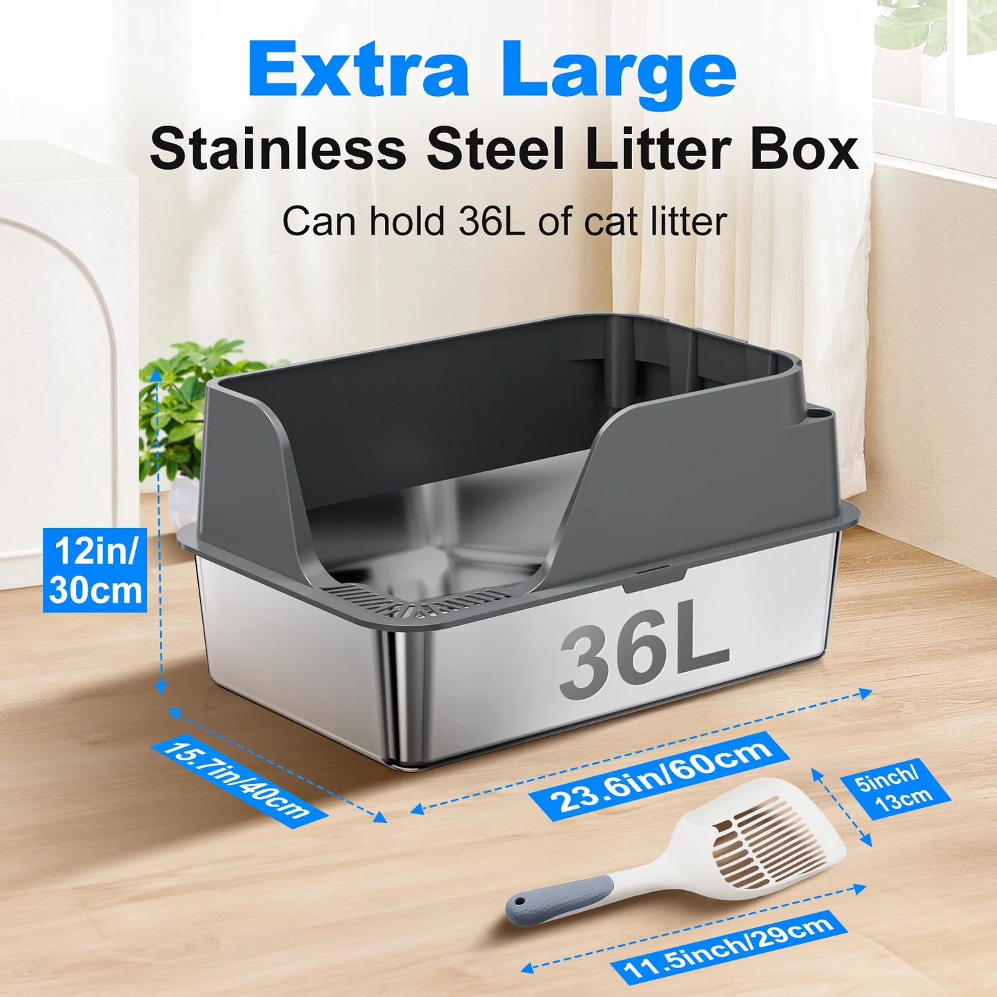Stainless Steel Cat Litter Box Splash Proof and Leak Proof