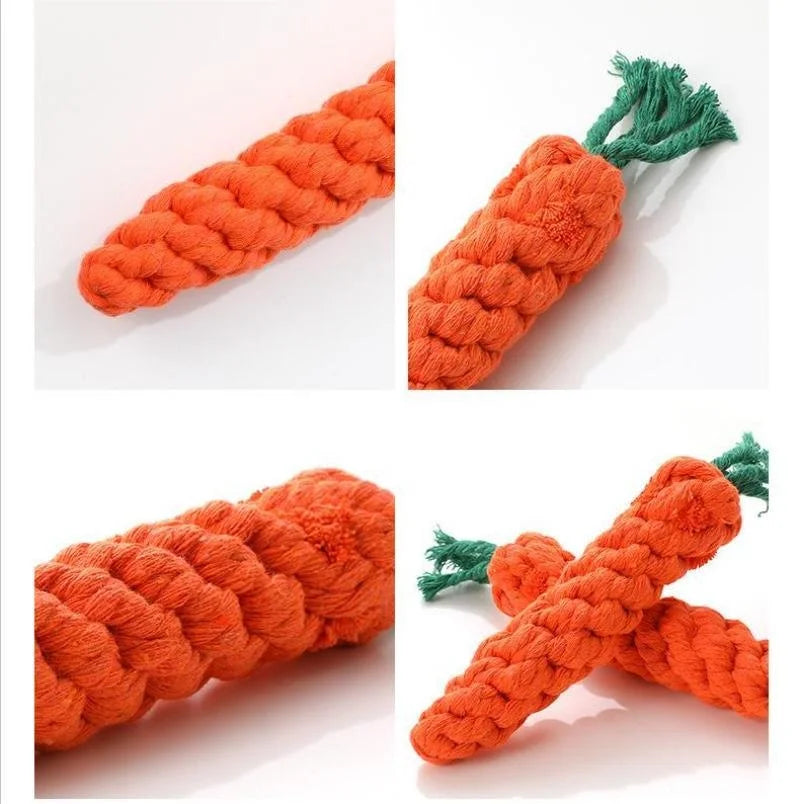 Pet Knot Carrot Shape Rope Chew Toy NonToxic Durable Dogs