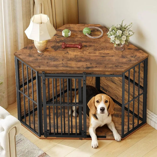 Corner Dog Crate Furniture Barn Door Heavy Duty Kennel