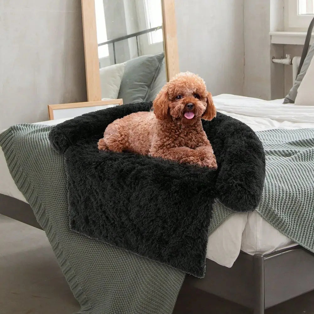 Calming Plush Dog Bed With Anti Slip Bottom Cushion Mat
