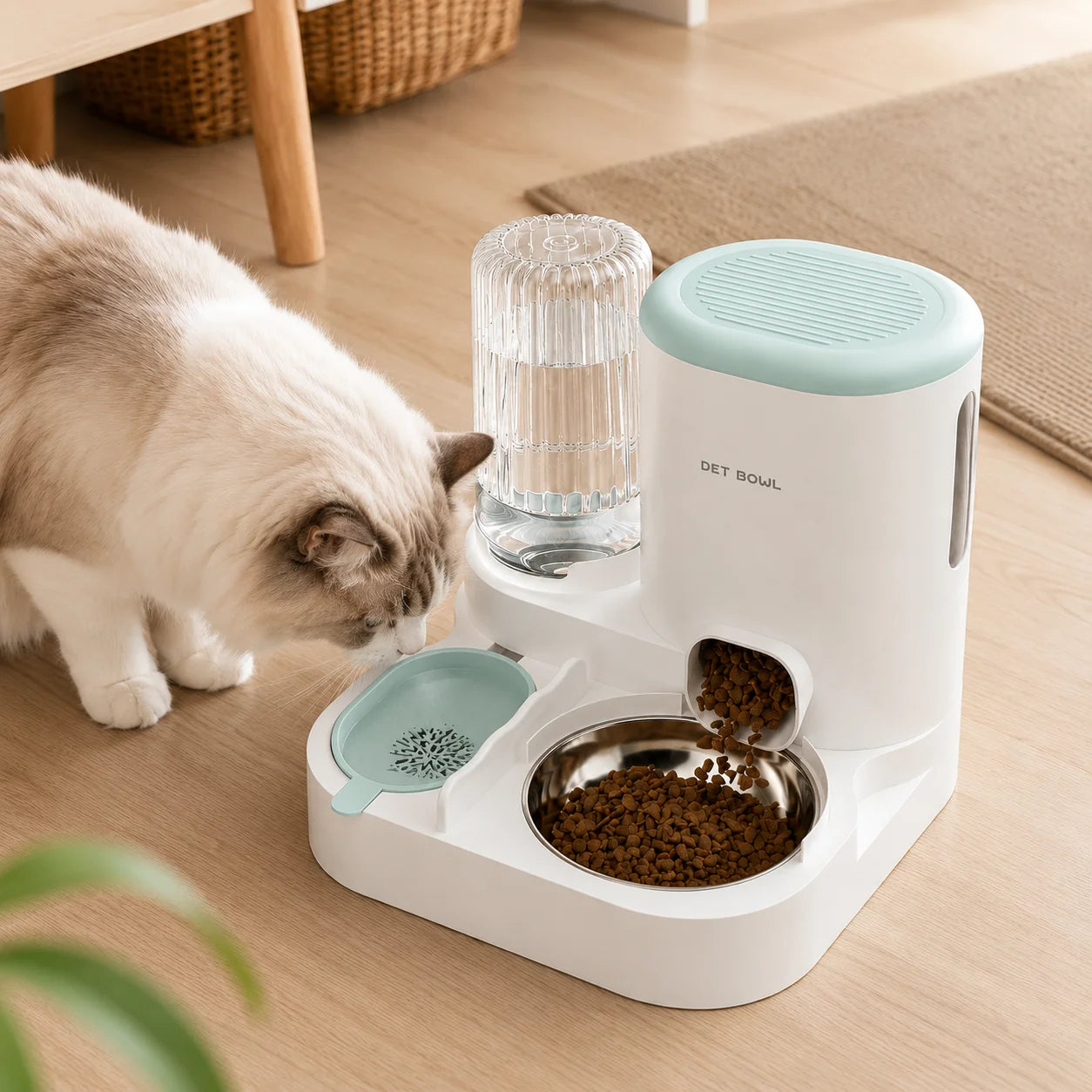 Automatic Pet Feeder And Water Dispenser Detachable Easy Clean