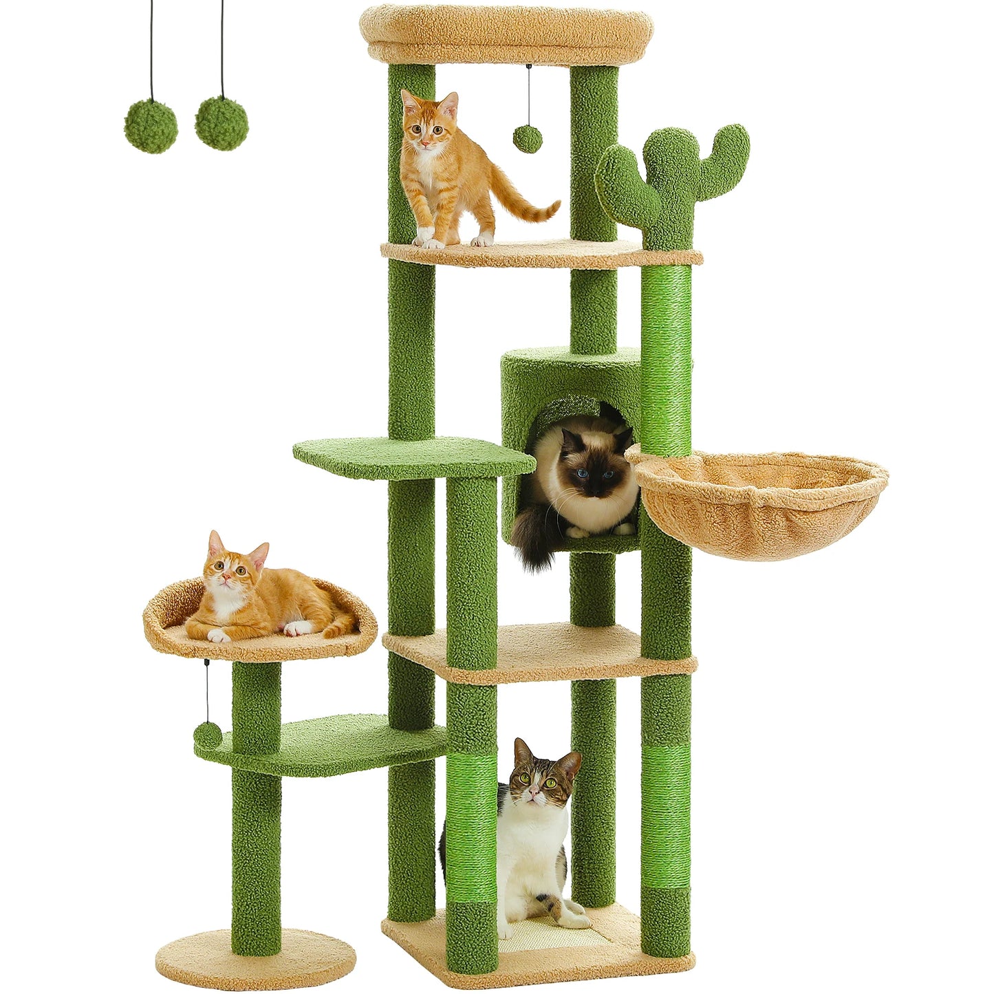 PEQULTI Multi-Level Cat Tree With Scratching Posts And Hammock