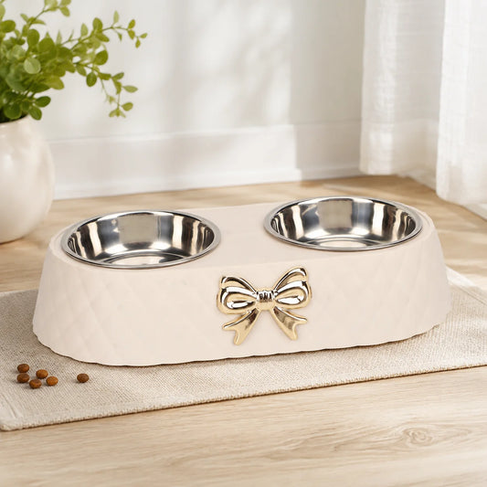 Double Stainless Steel Pet Bowl Set For Cats And Small Dogs With Anti-Slip Base