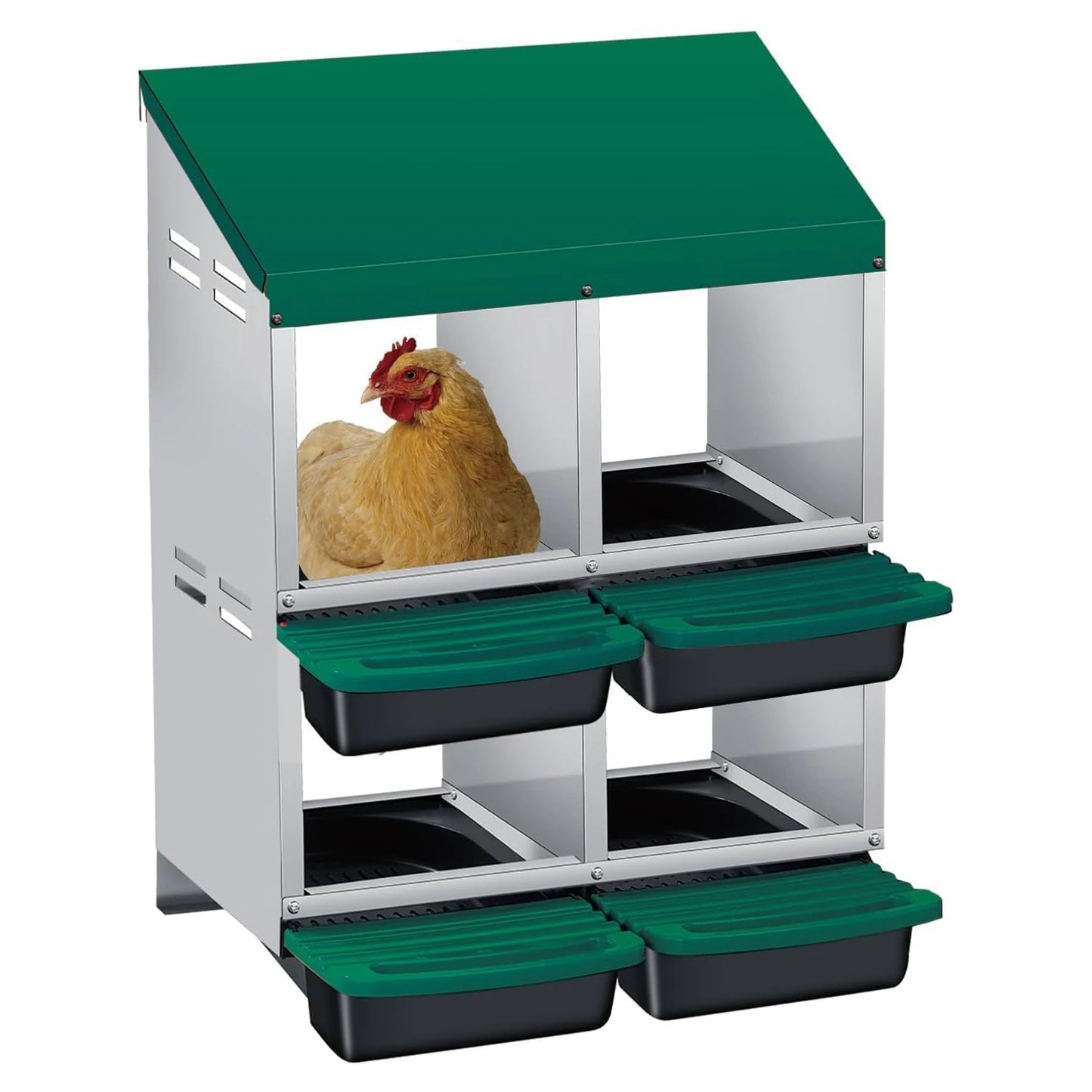 TWISTER.CK Metal Chicken Nesting Box With Automatic Egg Roll Out