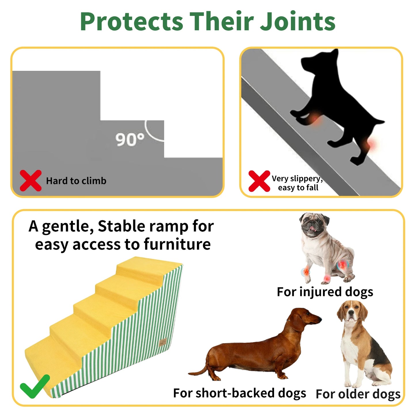 High Density Foam Dog Stairs With Washable Removable Cover