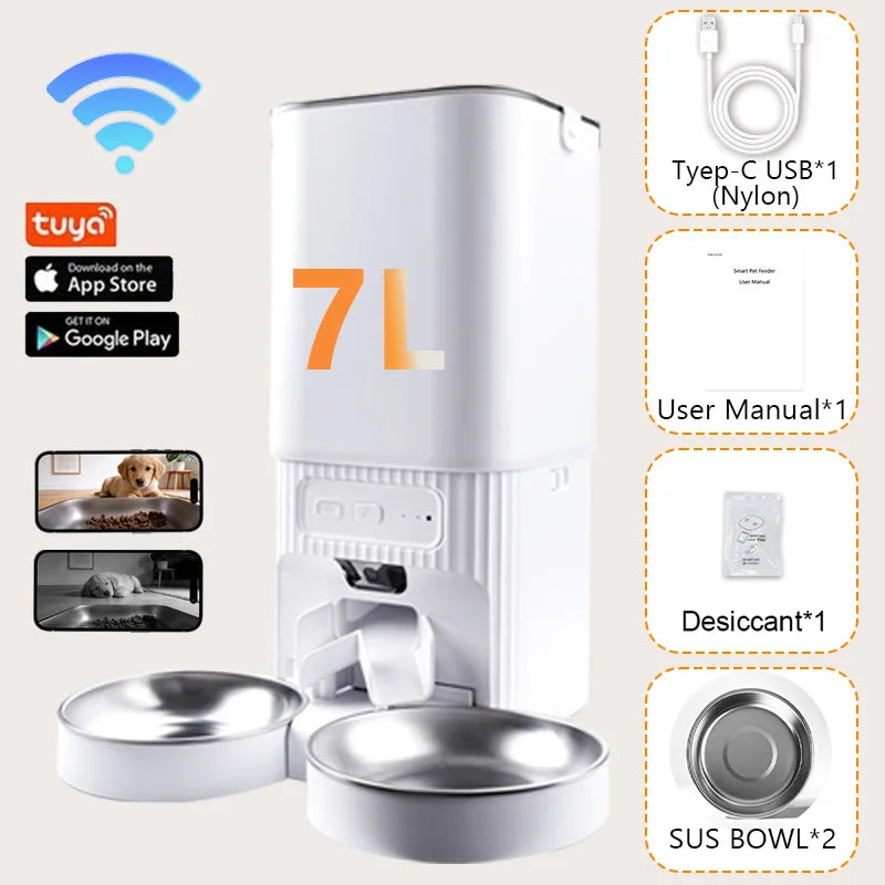 Nityers Automatic Pet Feeder With Hd Camera And Dual Bowls