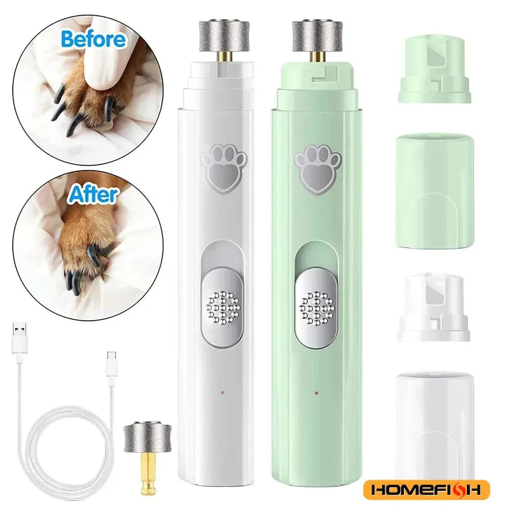 Electric Dog Nail Grinder USB Rechargeable Pet Trimmer With Wheel