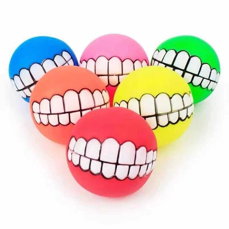 Rubber Dog Toy Squeaky Chew Ball For Puppies Bite Resistant