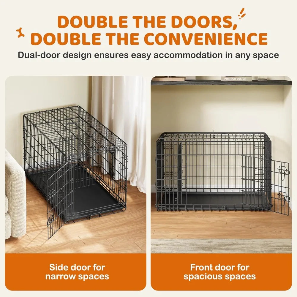 Yaheetech Collapsible Double Door Dog Crate Divider And Removable Tray