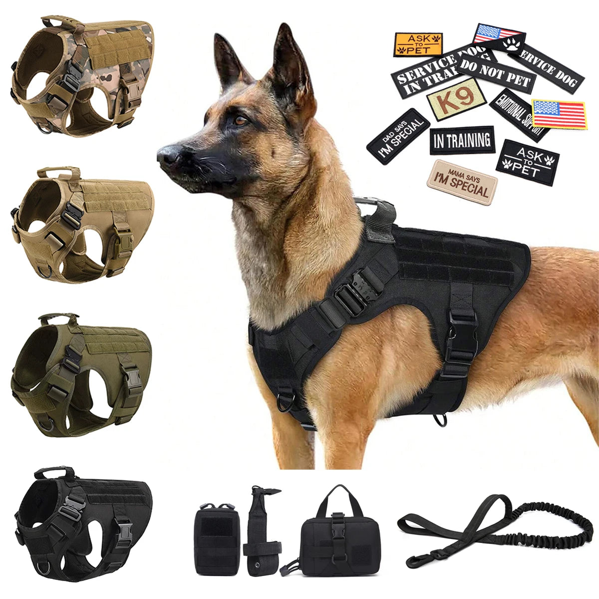 PETRAVEL Military Large Dog Harness Vest Tactical Training Gear