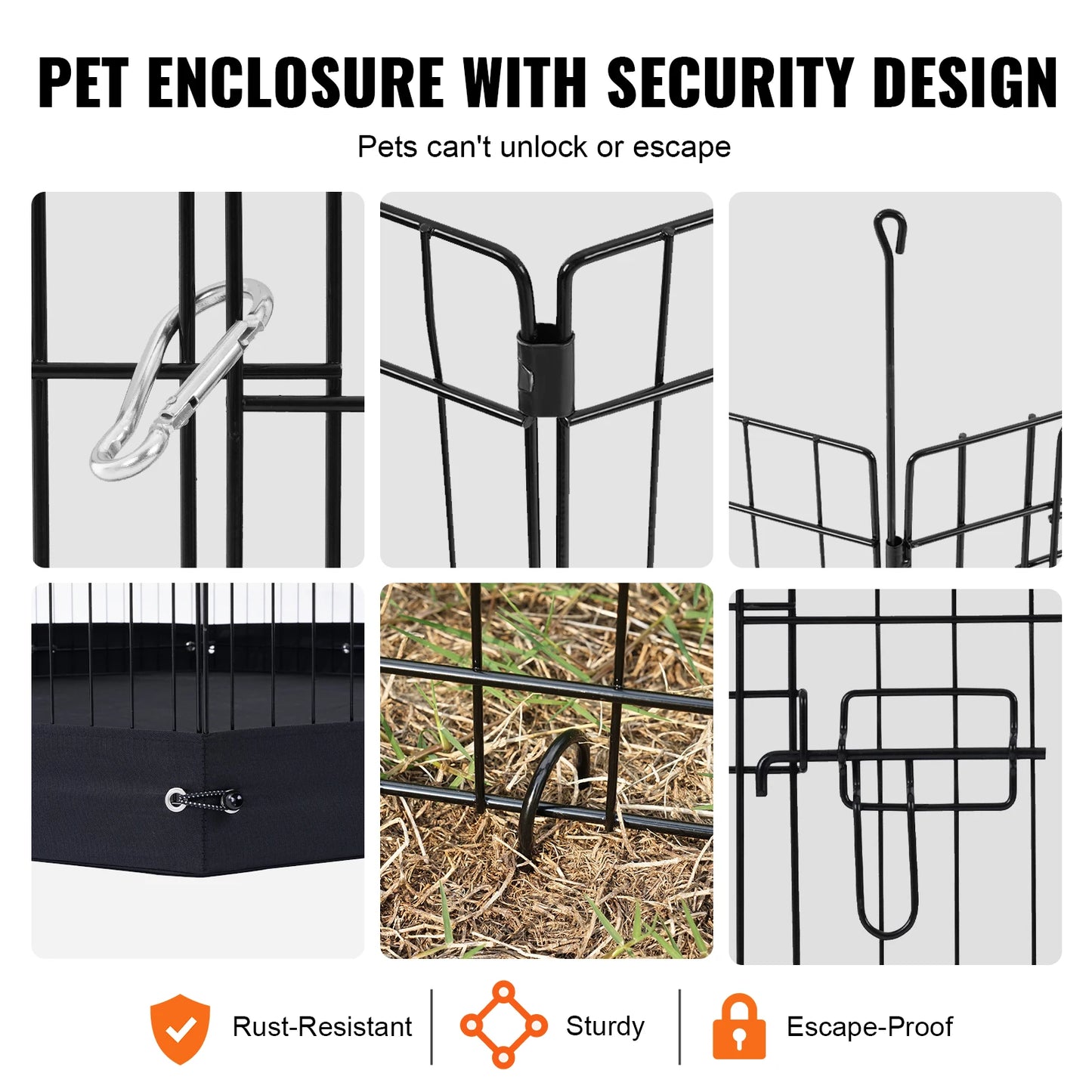 Foldable Metal Dog Playpen With Door And Oxford Fabric Pad