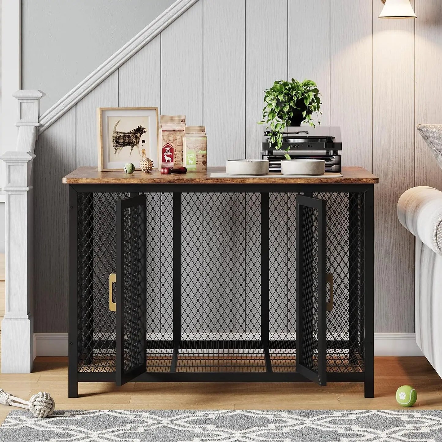 HiMISS Heavy Duty Wooden Dog Crate Furniture With Top Access