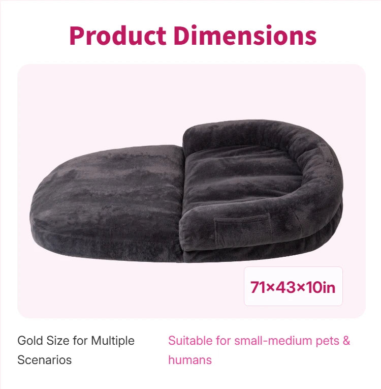 Dual-Use Foldable Pet Bed Cuddler For Pets And Owners